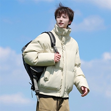 现货5W件冬季三防重磅硬挺boxy短款羽绒立领PU皮棉衣外套加厚棉服，男装棉衣，电商A486-1
