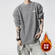 WY852-P35原版现货！加绒加厚打底衫男生卫衣宽松情侣保暖上衣，男装T恤，星座215-1
