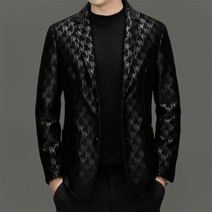 BG58002新款海宁真皮皮衣男绵羊皮白鹅绒内胆羽绒外套西服修身图片