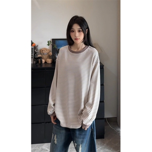 图 300克加厚德绒撞色潮流条纹冬季打底衫男女长袖T恤 P38图片