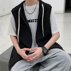 马甲男韩版潮流凹凸格痞子帅连帽2023春夏季ins宽松背心W4782-P34，男装背心/马甲，星座412-2