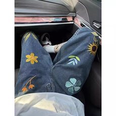 彩色豹纹拼皮十字架牛仔裤女春夏复古直筒洋气休闲裤N5663，男装皮裤，星座1116A（原606A-3）