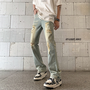 夏季美式高街ins小众破洞牛仔裤货号K755P6588