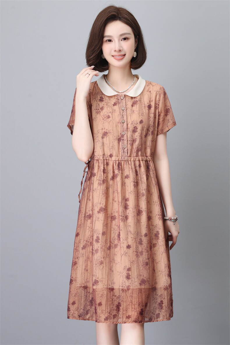 妈妈夏装连衣裙2025新款韩版宽松显瘦中长款短袖气质减龄碎花裙子,女装连衣裙,简韵佳