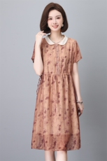 妈妈夏装连衣裙2025新款韩版宽松显瘦中长款短袖气质减龄碎花裙子，女装连衣裙，简韵佳