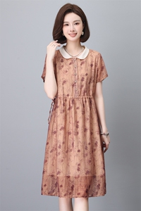 妈妈夏装连衣裙2025新款韩版宽松显瘦中长款短袖气质减龄碎花裙子图片