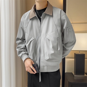 美式飞行员夹克男款解构弯刀短款外套廓形翻领棒球服JK02557-P70图片