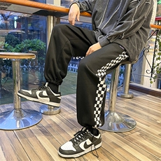 K286常规款-P50加绒P55春季棋盘格拼接休闲裤，男装休闲裤，星座703