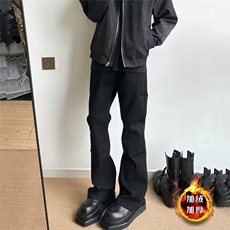 秋冬加绒美式直筒裤子潮牌高街百搭休闲长裤牛仔裤K6100-P42网图，男装牛仔裤，电商B245