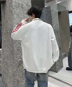 抖音得物高品质25春装重磅全棉三条杠连帽卫衣双拉链开衫外套CM34图片