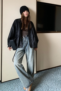 黑色复古皮衣外套女2024秋季新款设计感时尚高级辣妹机车夹克上衣图片