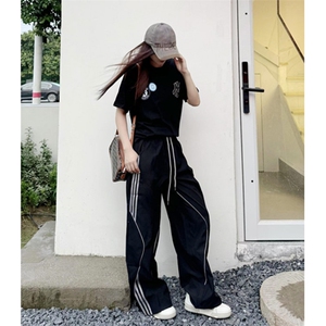 工装裤男女美式复古条纹运动裤潮牌爵士舞hiphop直筒裤子 KC3106图片