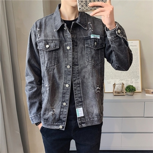 JK820-p80 M-5X店主风ins牛仔夹克绣花破洞大码男日系CITYBOY图片
