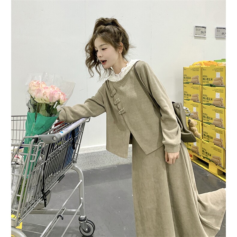 新品面料已下风蕾丝帽子卡其色两件套2c032303P155K228,女装套装/套裙,2C032