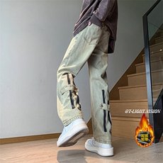 B221美式ins高街加绒加厚牛仔裤LK23028-P60控78P70控98，男装牛仔裤，电商B221
