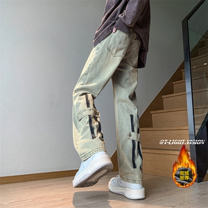 B221 美式ins高街加绒加厚牛仔裤 LK23028-P60 控78 P70控98图片
