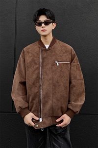 现货 咖色三防春秋款男士皮夹克外套皮衣 JK309 P80图片