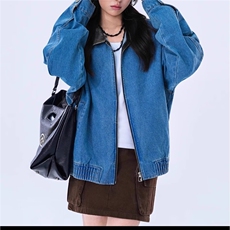 2601-P662025春装美式复古短款牛仔夹克外套女高街情侣长袖上衣，男装工装外套，电商B323A