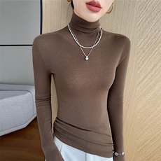 扬子纱无缝轻薄~精纺100%纯羊毛衫女显瘦堆堆领基础针织打底毛衣，女装针织衫/毛衣，更慕羊绒