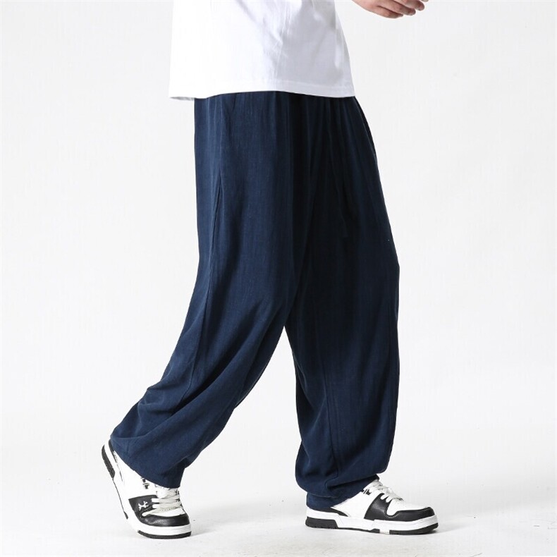 夏季新款大码日系风棉麻亚麻休闲裤直筒阔腿裤情侣K282/P55,男装休闲裤,电商A221A
