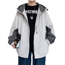 2021春季新港风海报大码男撞色拼接连帽夹克ins潮流外套J6071-P70，男装夹克，电商A001