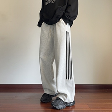 港风大码日系复古条纹阔腿休闲裤长裤男卫裤24XK66876特批40，男装休闲裤，电商A042