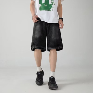 倒穿水洗工装牛仔短裤男夏季耐磨宽松直筒复古牛仔短裤DA235-P48图片
