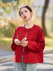 现货2026年春季新款依如秀新中式盘扣上衣外套，女装短外套，依如秀(原杭风阁)