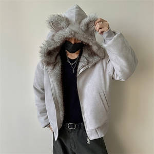 座山雕棉衣猫耳麂皮毛领棉袄加厚连帽棉服5D4092-TP100178图片