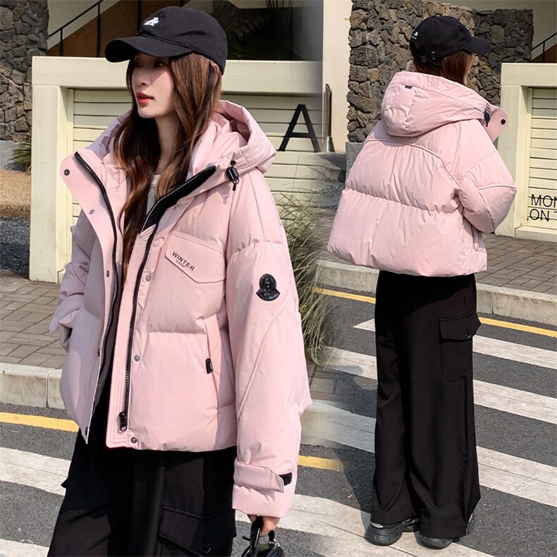 现货可推2025冬装新款气质白鸭绒加厚保暖防风连帽羽绒服女,女装羽绒服,时尚风爆