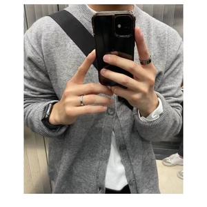 针织开衫男生春秋季韩系圆领外套慵懒风痞帅毛线衣上衣 MZ37图片