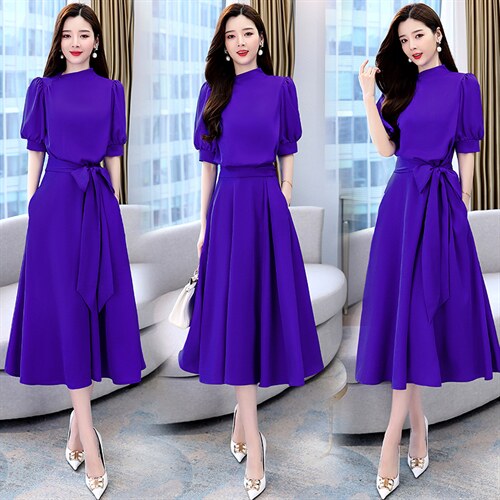 2023年夏季韩版时尚通勤中长款不规则领口修身连衣裙，女装连衣裙，卡杰菲