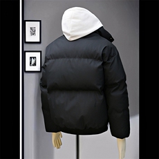 PU皮高街风显高冬季纯色加厚棉服防风保暖皮衣外套MY530P85，男装棉衣，电商A128