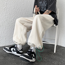秋季港风休闲裤男包边包条拖地裤宽松大码束脚裤卫裤KP60P55，男装休闲裤，星座1204-3