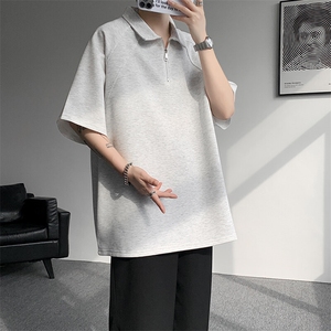 8XL-M半拉链t恤短袖POLO衫男款夏季美式翻领宽松大码半袖DT008P45图片
