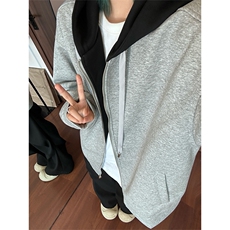 港风大码日系假两件男女情侣连帽开衫卫衣XZ213-W2208-P88控108，男装卫衣，星座213