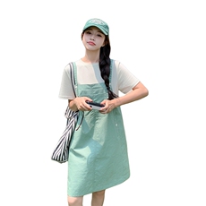 2024新款夏装绿色背带裙假两件212A-8844-P125-K188，女装连衣裙，浙宝212A