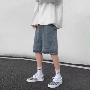 美式牛仔裤男春秋新款休闲直筒裤刺绣松紧腰N123P35图片