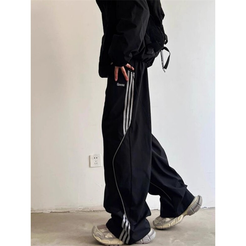 美式复古条纹拼接户外休闲运动裤男女hiphop街舞工装裤机能登山裤,男装工装外套,四季星座505