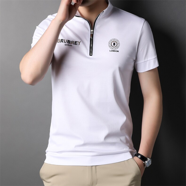 D22865钱塘2020-2夏季男士半拉链休闲精品商务立领短袖T恤P63图片
