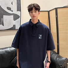 可设48小时支持抖音得物来样二开网眼透气翻领t恤美式短袖POLO衫，男装T恤，电商A486-1