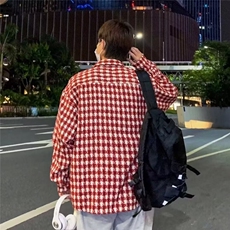 毛呢格子外套男士2024新款秋冬季青少年宽松翻领夹克上衣408/P58，男装夹克，星座506