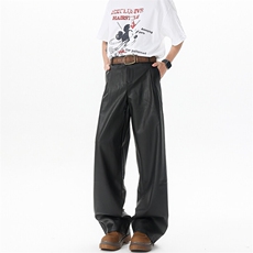 8XL-M特大码皮裤男直通休闲裤软软PU皮宽松阔腿男K9102P75控95，男装皮裤，电商D206-1