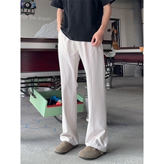 网眼透气打孔冰丝裤子男款夏季直筒速干运动裤美式斜切休闲微喇裤，女装休闲裤，星座506A