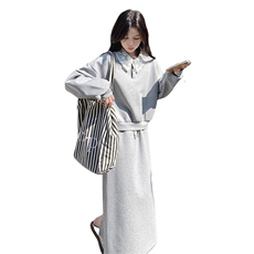 2025春秋新款韩版宽松显瘦百搭休闲蕾丝拼接卫衣半身裙时尚套装女，女装套装/套裙，秋水欣儿