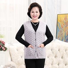 中老年妈妈装针织坎肩秋冬背心毛衣开衫男女情侣马甲短袖加厚开襟，女装中老年女装，亚东羊绒制品