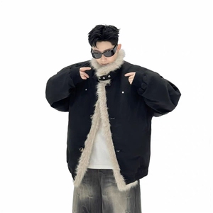 (网图)复古鹿皮绒座山雕棉服潮牌情侣百搭保暖棉服313B-PM08-P115图片