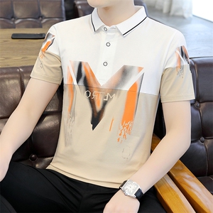 男士polo衫短袖高端爸爸衣服2023新款商务男装冰丝t恤男夏季潮牌T图片