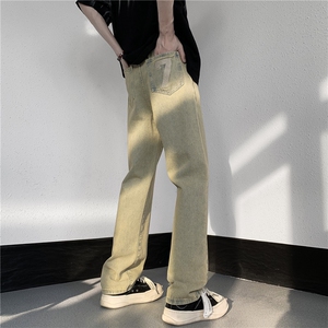 美式ins高街暗黑牛仔裤刺绣直筒裤子A061-1-JM1724-P65控88图片