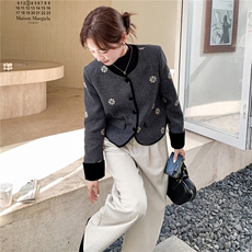 2025秋冬新款刺绣双面呢外套女，女装毛呢外套，曼娅璐